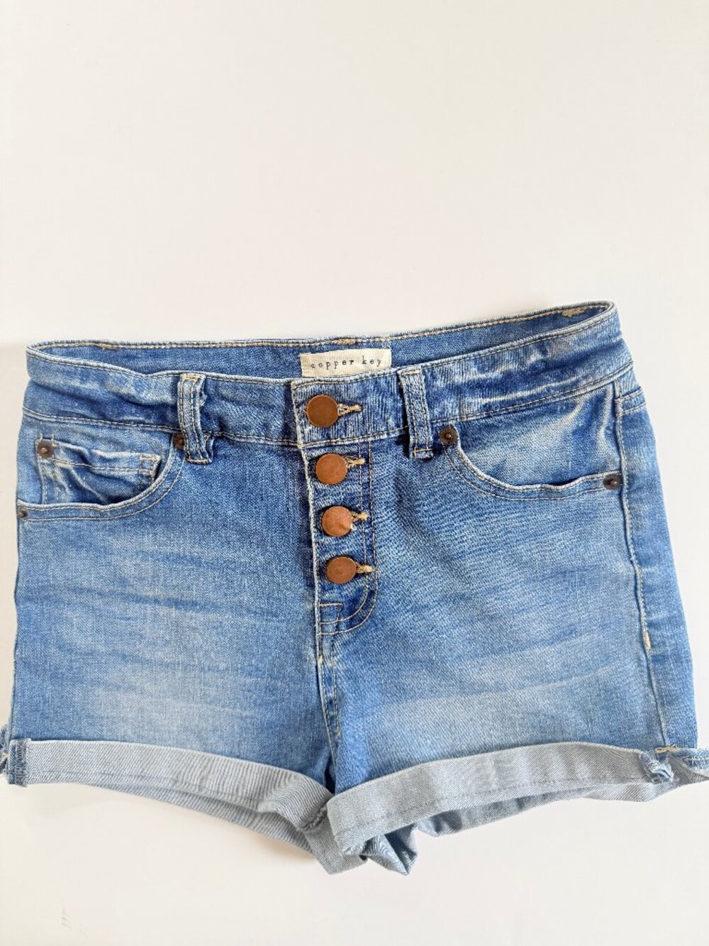 Copper Key Denim Cutoff Shorts‎ Cuff Buttons Summer Casual Size 12